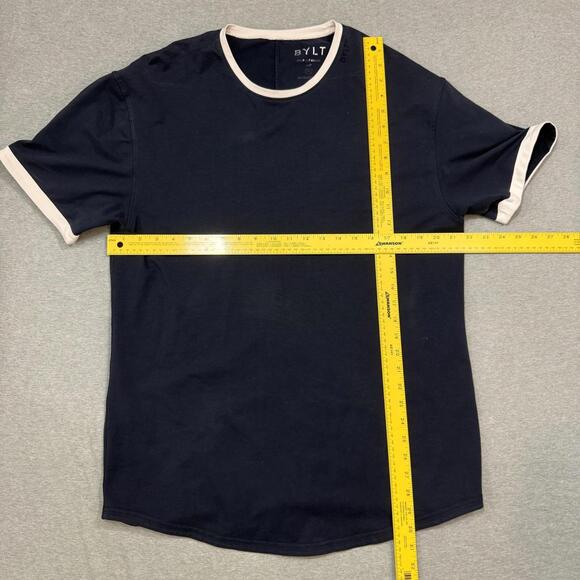 BYLT Premium Basics Drop Cut Ringer LUX T Shirt Mens XL Navy White Trim - Picture 2 of 6